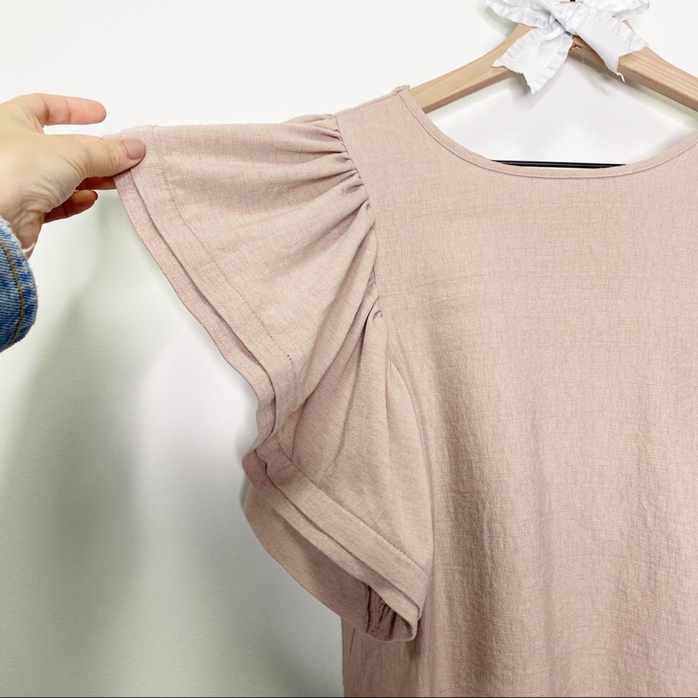 ASOS Blush Pink Ruffle Sleeve Top - Picture 2 of 6